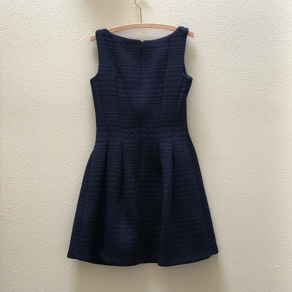 NEW Taylor Navy Blue Jacquard Fit & Flare Dress 12 - Picture 2 of 8